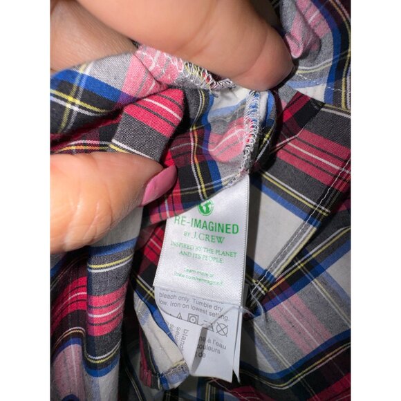 J.Crew XS Womens Plaid Button-Down Shirt With Ruffled Collar Red White Preppy - Picture 5 of 5